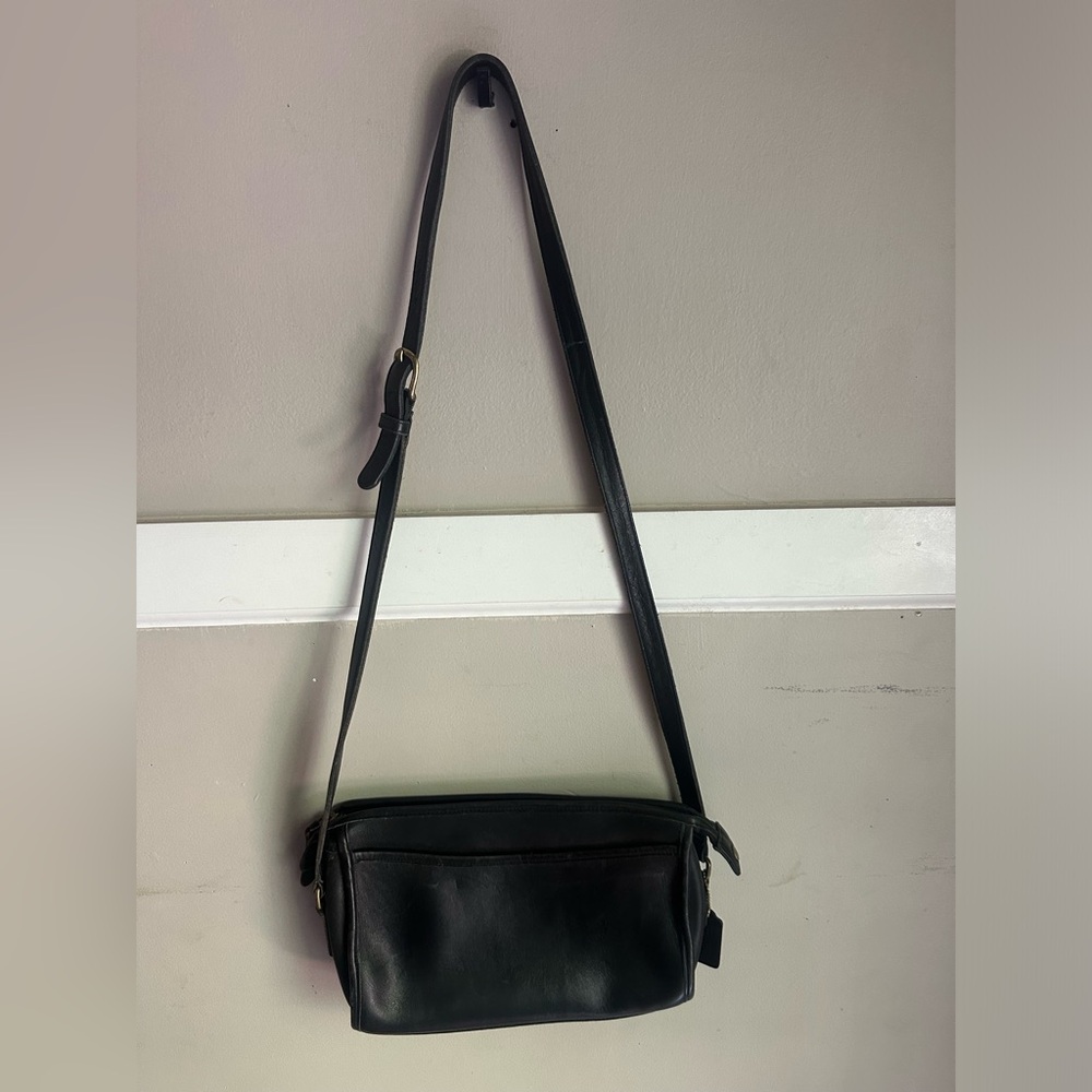 Vintage Coach Black Leather Crossbody Bag